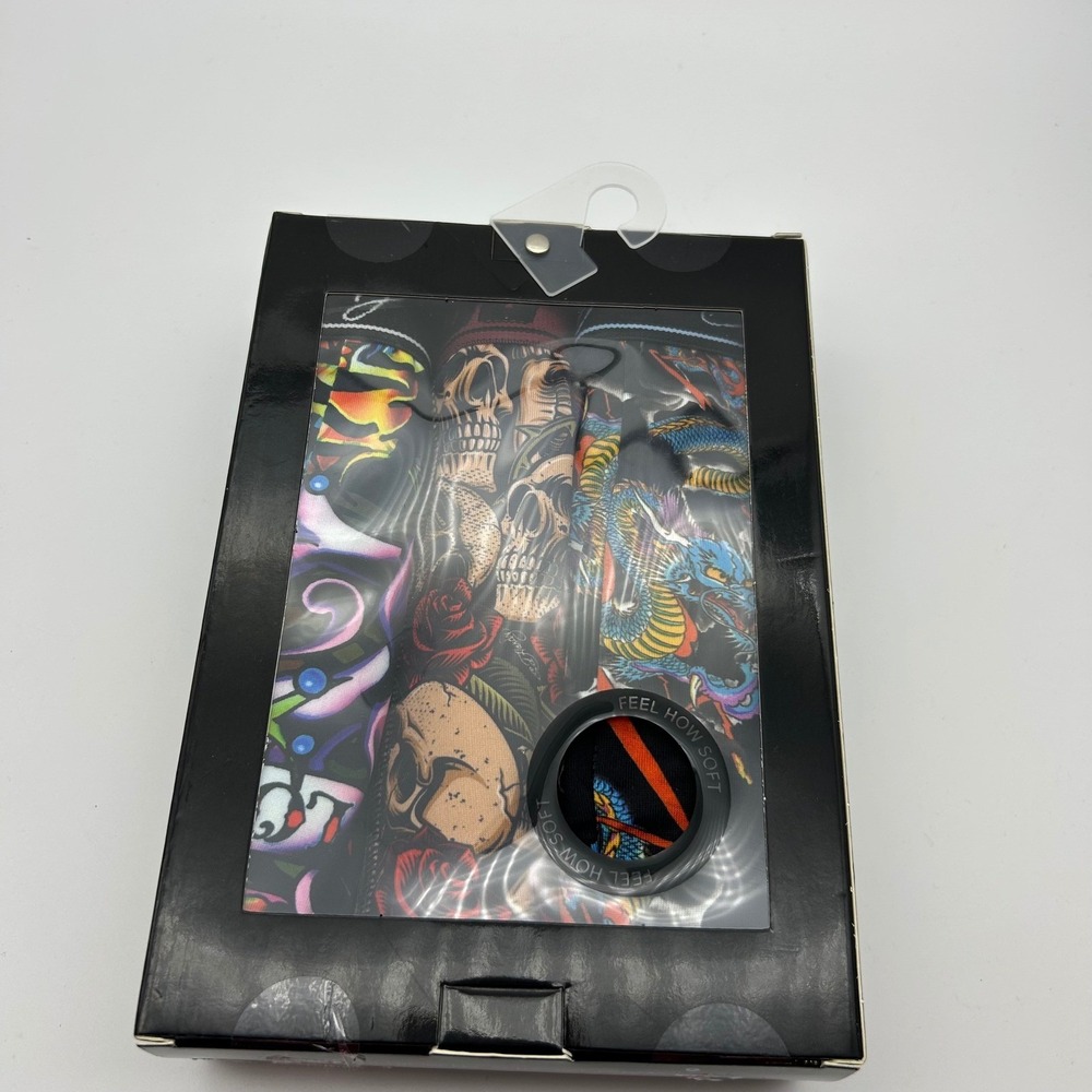 Ed Hardy Mens Large 3 Pack Performance‎ Boxer Briefs Dragon Skull Tattoo Print